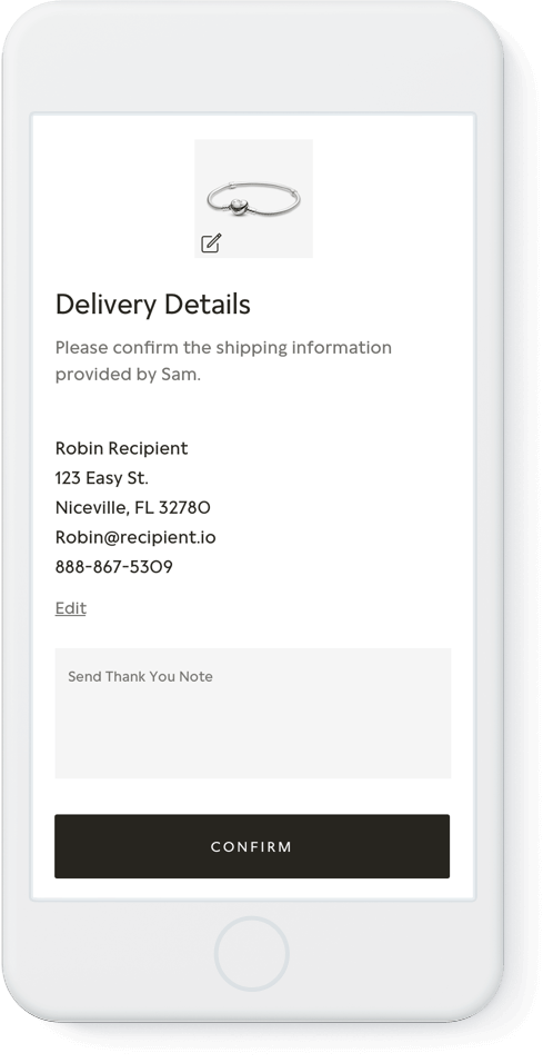 Recipient: shipping information overview