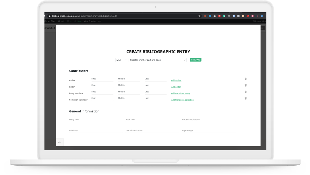 Tome: Create bibliography