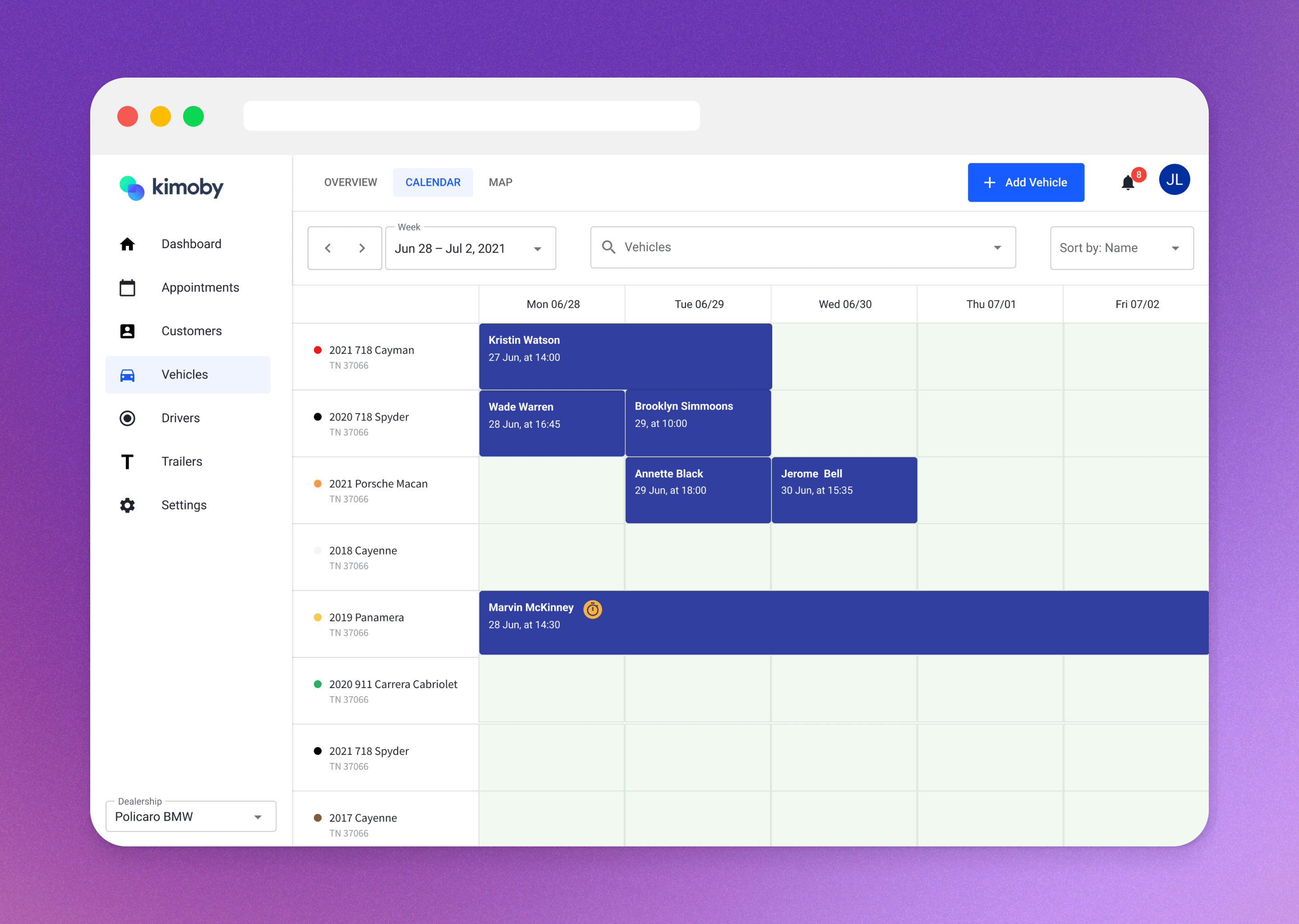 Kimoby calendar view