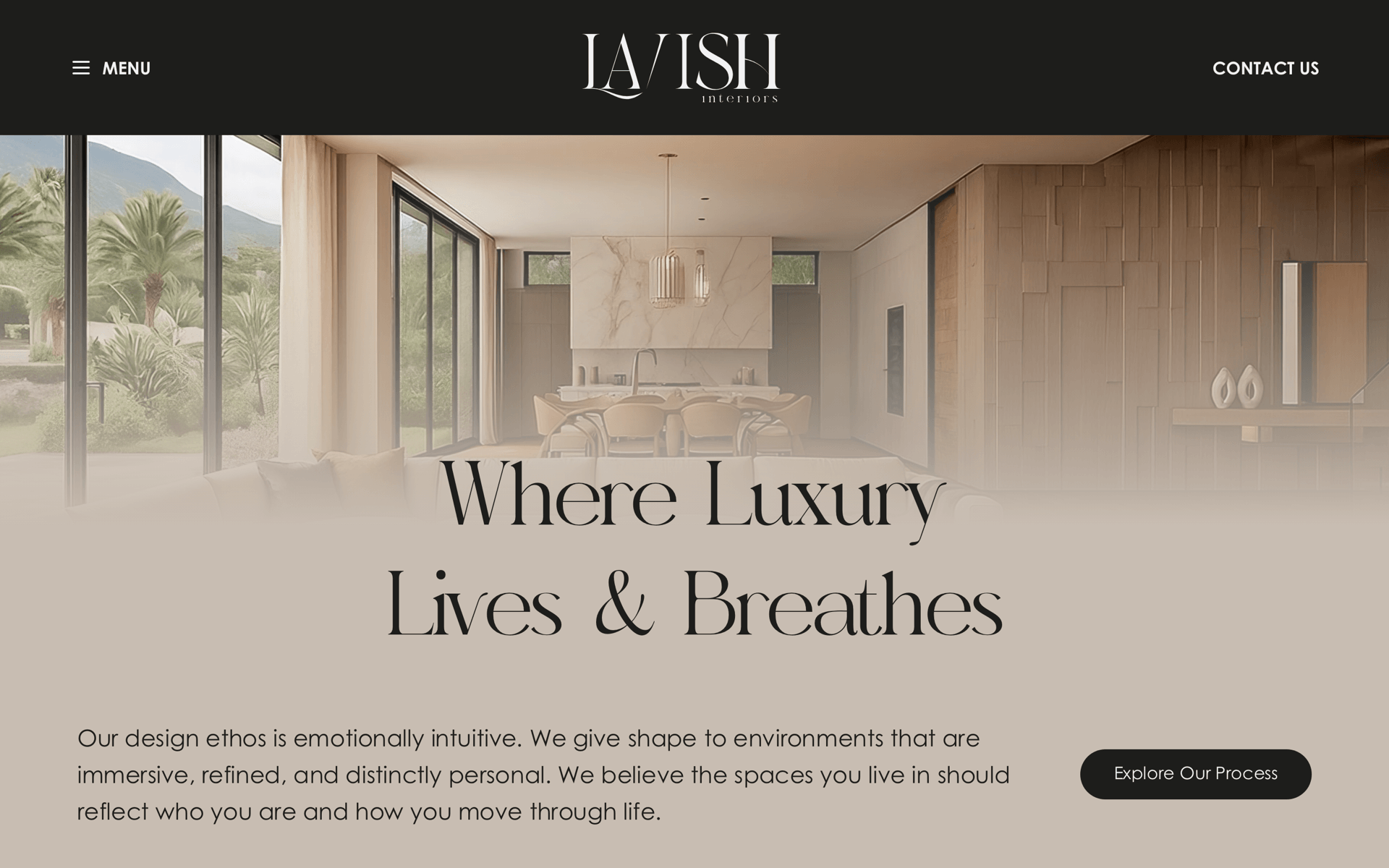 Lavish Interiors homepage, Where Luxury Lives and Breathes