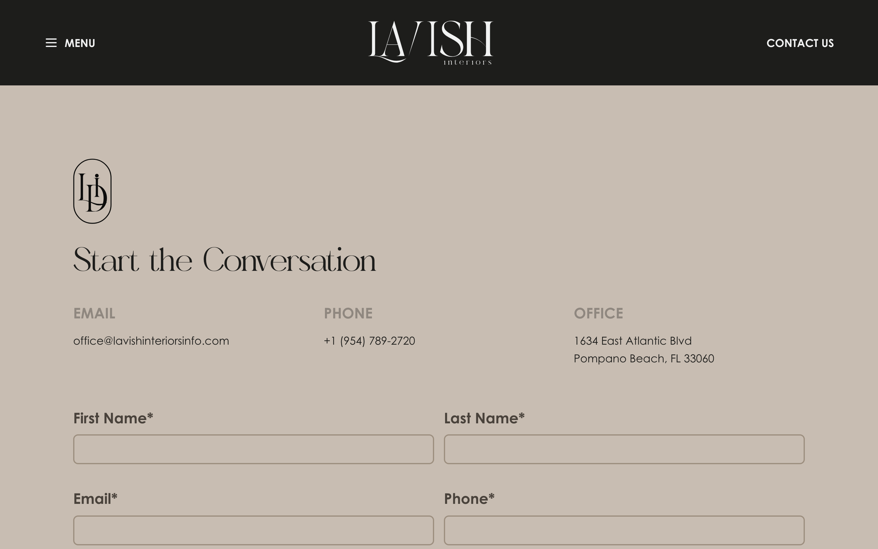 Contact page, Start the Conversation with elegant form design