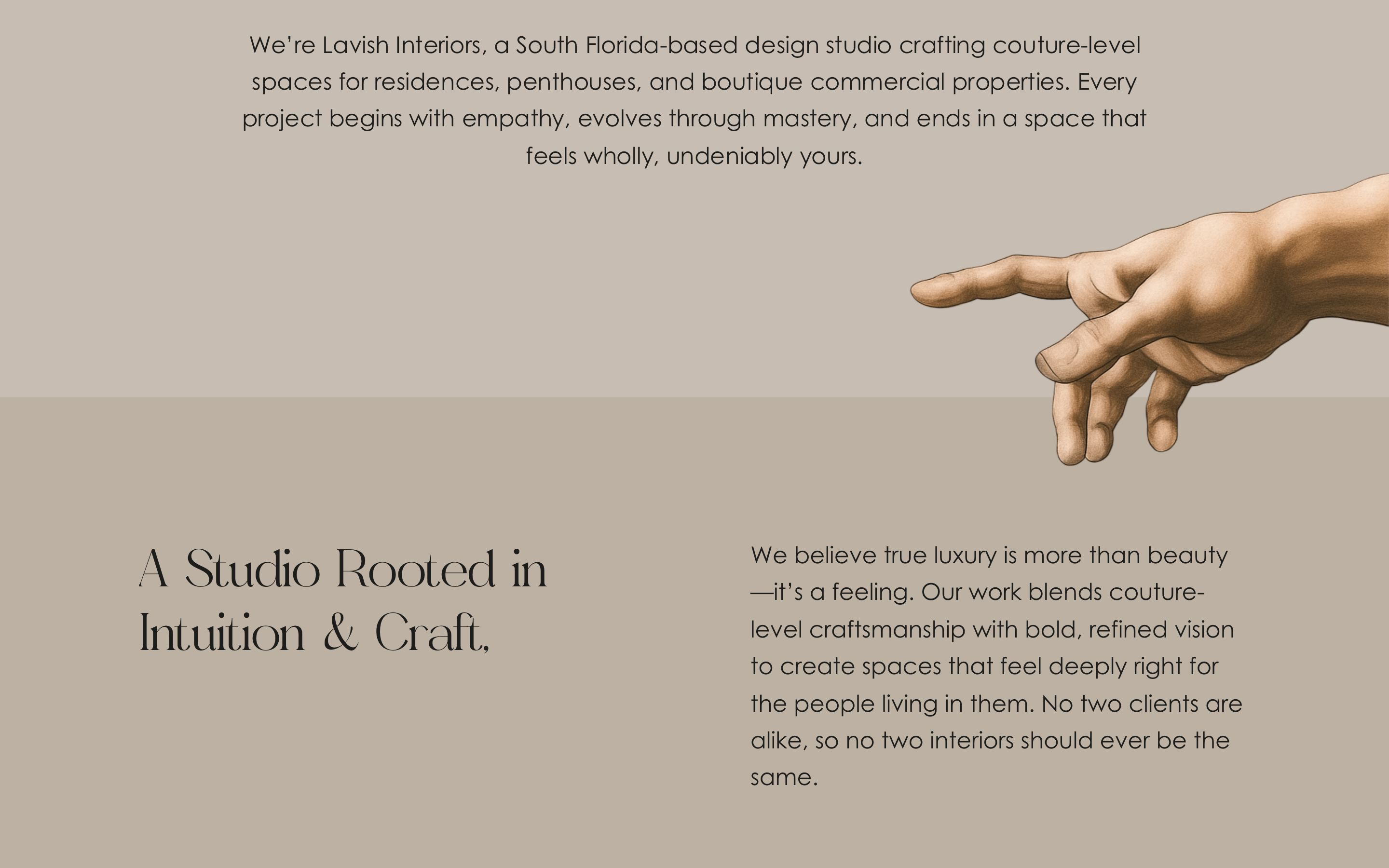 Our Story page, A Studio Rooted in Intuition and Craft