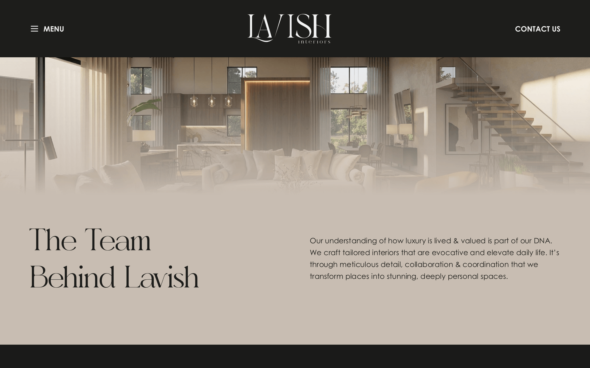 The Team Behind Lavish, team page hero with interior backdrop