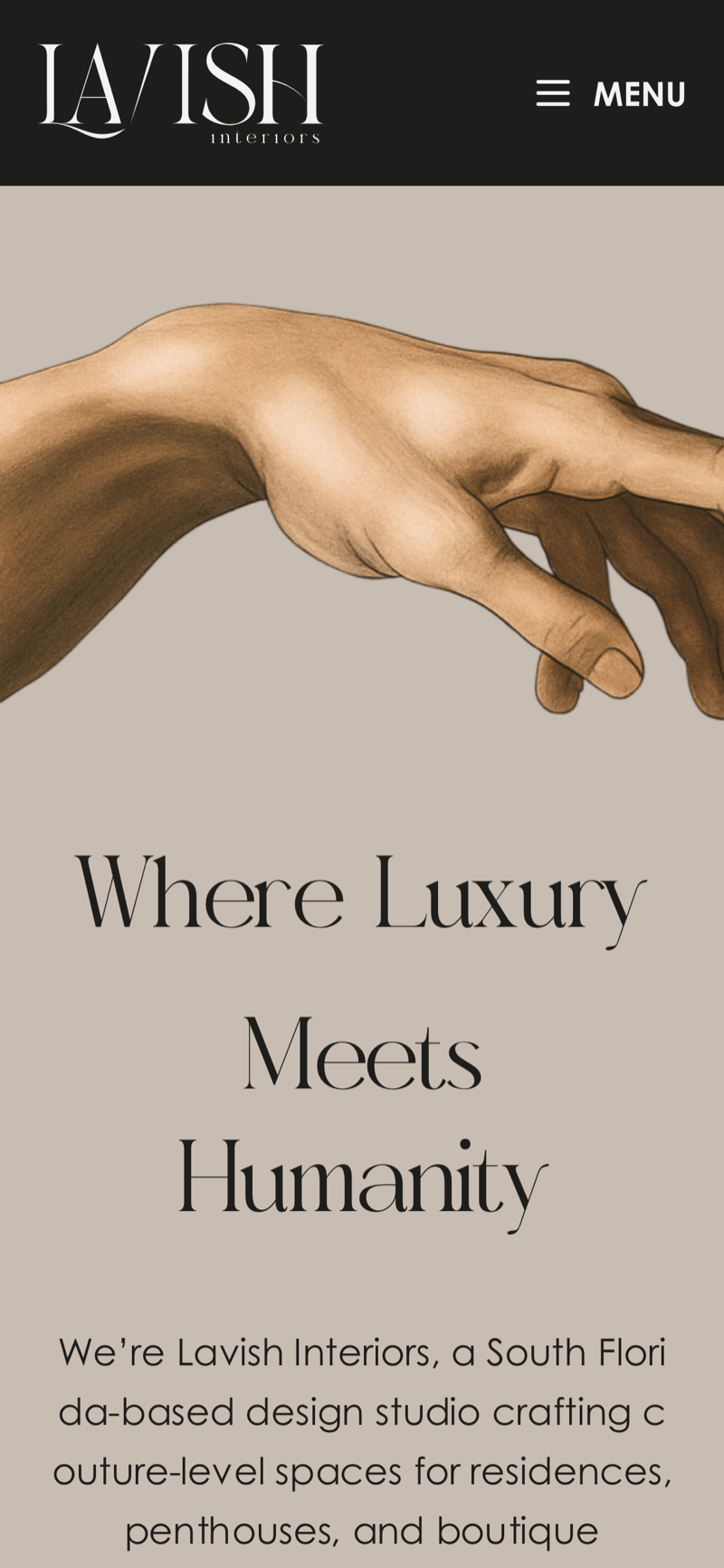 Mobile Our Story page with hands illustration